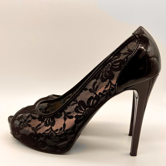 Guess Lace Peep Platform Heels - Size 7 - Gaminata - Gently Used - Picture 4 of 6